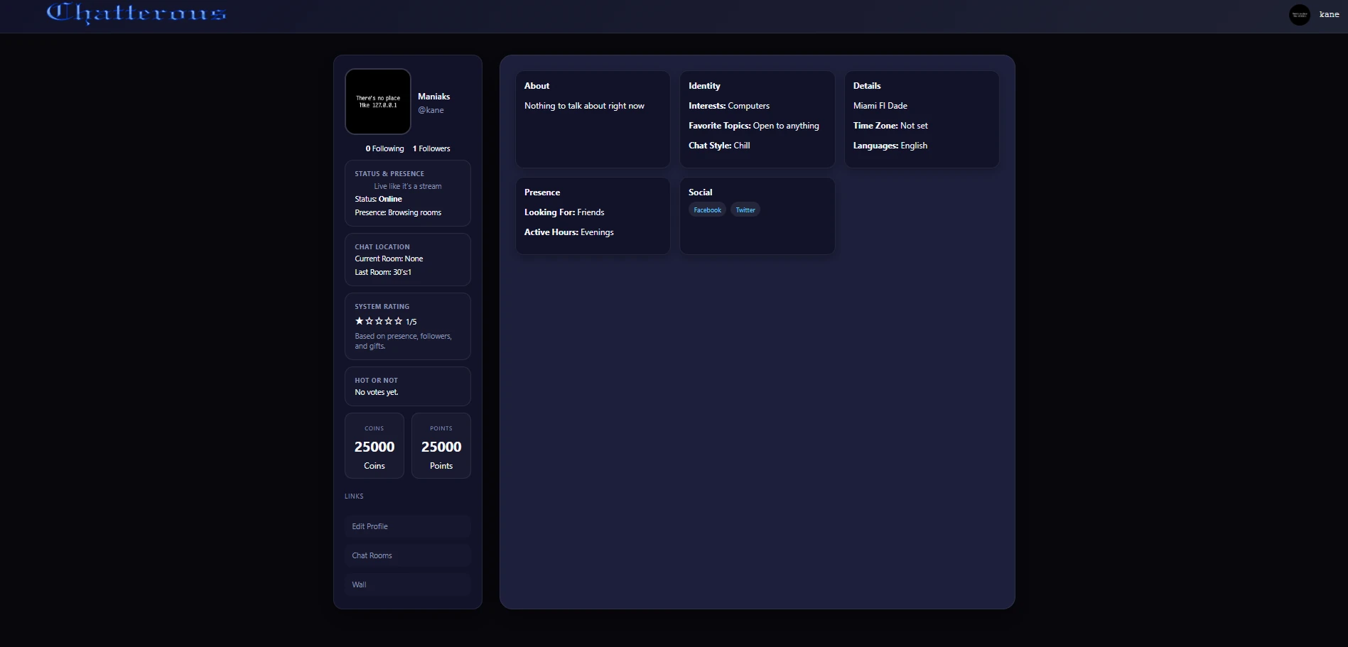 Chatterous profile preview